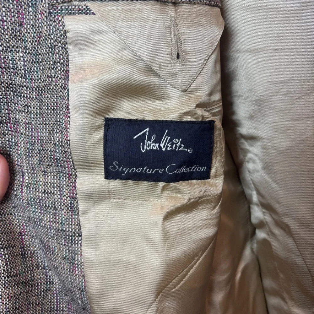 John Weitz Sport Coat Mens 44R Grey Multi 100% Silk Tweed Confetti Blazer Jacket